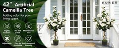 Artificial Camellia Tree 2 Pack, 42» Faux Camellia Plant in Pot with 24