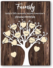 3D Family Tree Wall Decor Gifts Names Sign DIY Family Tree Wooden House