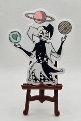 Celestial Jester Sticker Cosmic Harlequin Galaxy Fantasy Space Art Decal Gift