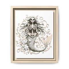 B & W Gothic Mermaid Printable Art Skeleton Siren PDF Wall Decor Download