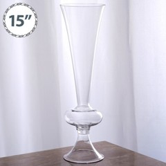8 pcs 15″ tall Clear GLASS Trumpet VASES Wedding Party CENTERPIECES Supplies