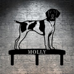 Personalized German Shorthaired Pointer Garden Name Metal Sign With Stakes