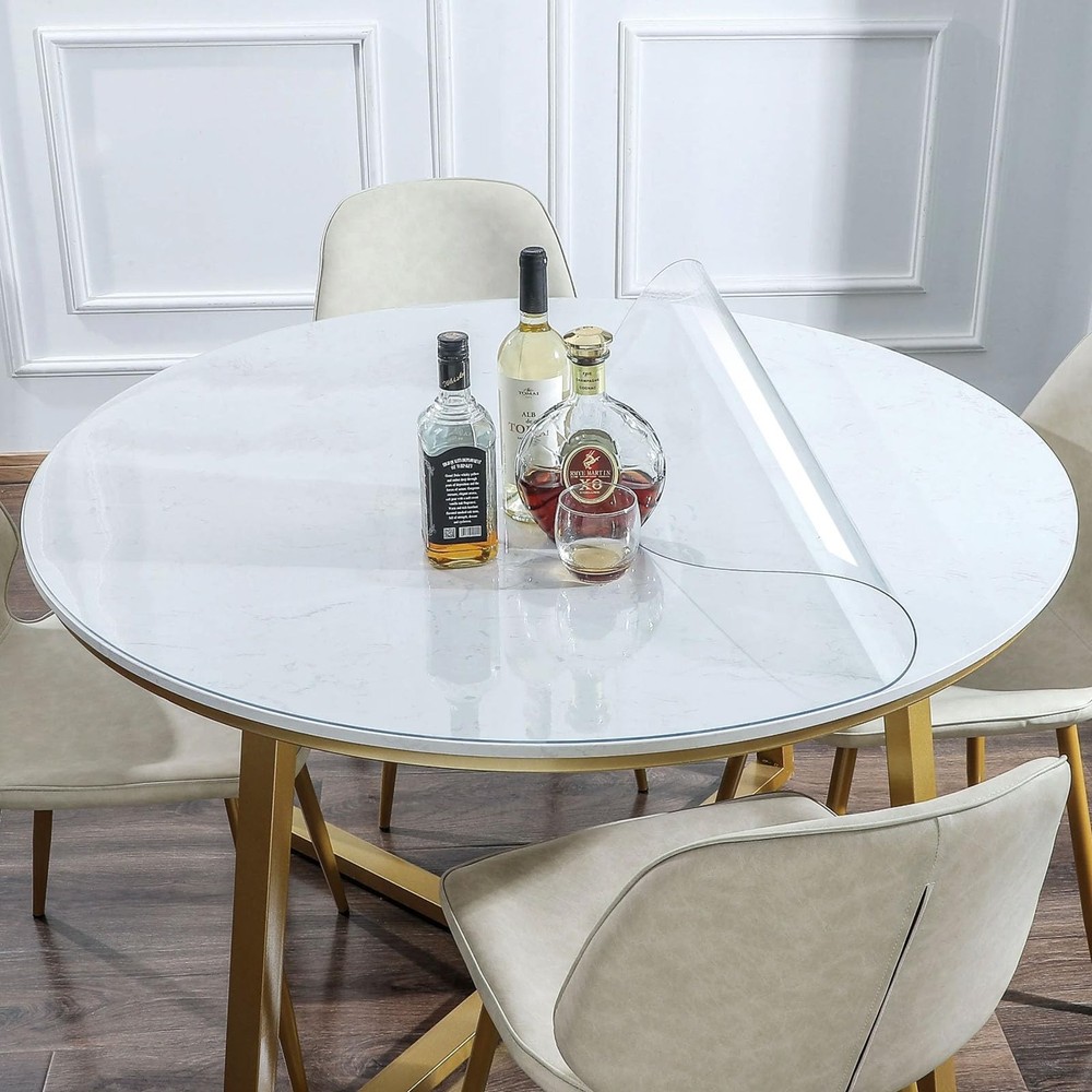 Aimergro 60 Inch Round Clear Plastic Dining Room Tablecloth Protector Vinyl Pvc