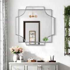 Decorative Wall Mirror, Silver Accent Modern Mirror for Entryway