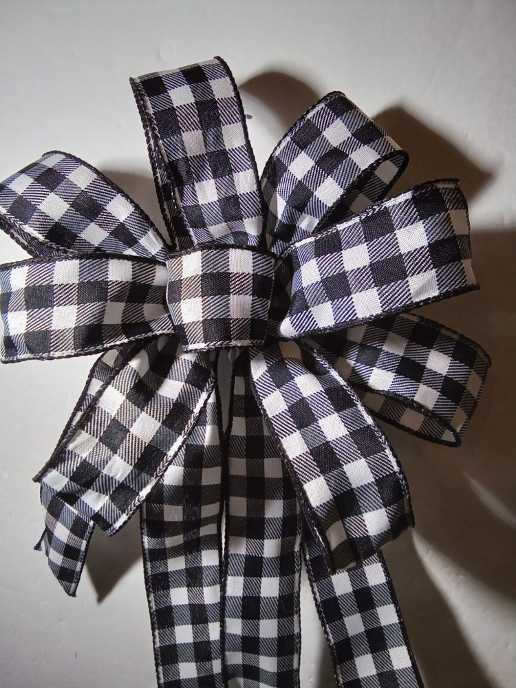 Spring Summer Bow check black & white approx. 9 in. decoration wreath hand tied