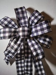 Spring Summer Bow check black & white approx. 9 in. decoration wreath hand tied