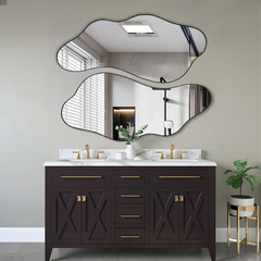 Irregular Frameless Mirror, 47.2″x21.6″ Asymmetrical Aesthetic Wall Mirrors