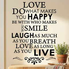 Happy Live Laugh Love Smile Vinyl Wall Art Inspirational Quotes Saying Art Decal