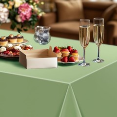 4 Pieces Sage Green Plastic Tablecloth, 54×72» Solid Color Waterproof &