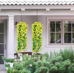 Easy-Care 2PCS Fake Yellow Morning Glory Vines – Perfect for Decorating Walls