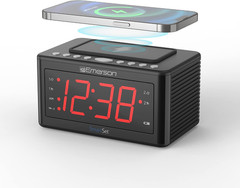 CKSW0555 Smartset Wireless Charging Alarm Clock Radio Featuring a Large