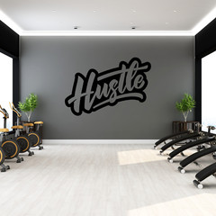 Motivational Gym Home Bedroom Decor Hustle Entrepreneur Quote Vinyl Wall Decal