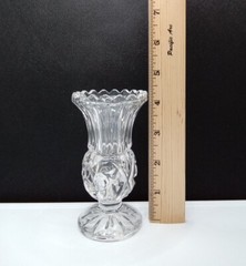 Vintage Bohemian Glass Bud Vase Pinwheel Star Of David 4-1/4″ Tall