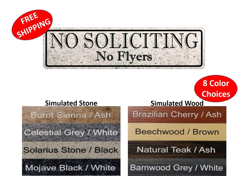 Rectangular «No Soliciting No Flyers» Sign – 1.5″ x 6″ – FREE SHIPPING