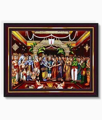 Lord Tirupati Balaji Padmavati HD Printed Religious Picture With Wooden Frame