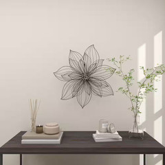 26 In. X 26 In. Metal Black 3D Wire Floral Wall Decor with Crystal Embellishment