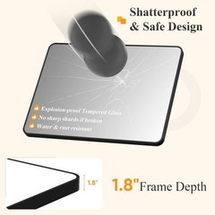 5 Size Choice Rectangular Bathroom Mirror w/Round Corner&Metal Frame,Wall Mirror