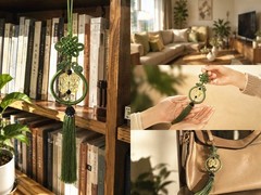 Handmade Chinese Pixiu Hanging Ornament Green Tassel Feng Shui Car Home Decor