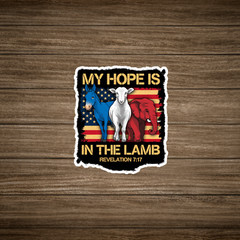 My Hope Is In The Lamb American Flag Christian Sticker Revelation 7:17 Quote #27