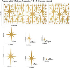 Star Wall Stickers Girls Room Wall Decals (116Pcs) Sparkle Wall Sticker Stick an