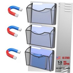Magnetic Wall File Organizer,Hanging Wall Mounted File 3Pack Magnetic Black