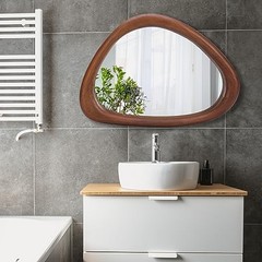 Irregular Wall Mirror, 30 * 20 inch Asymmetrical Wood 30″L x 20″W Black Walnut