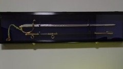 Sword Display Case Black & White Saber USMC NCO Navy Katana Blade Wood Cabinet