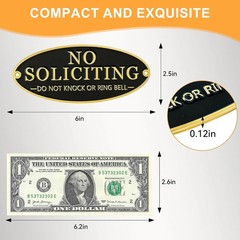 Brass No Soliciting Sign for House, No Soliciting Sign Metal for Front Door Home