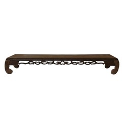 19″ Light Brown Feather Pattern Rectangular Scroll Leg Wood Display Stand ws4228