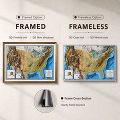 Real 3D raised relief map of the United States – with touchable mountain peaks.
