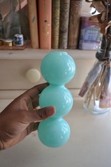 Unique mint Green Bubble Glass Vase for flowers and home decor- 6.5 inches tall