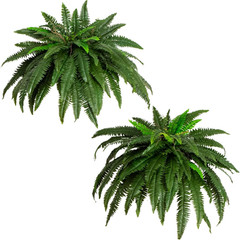 48-In Artificial Boston Fern, Set of 2, Large Hanging Fake Plant Wall Decor with