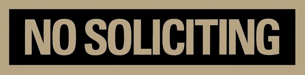 Self-Stick Sign, «NO SOLICITING» Sign, 2 x 8 Inches, Black and Gold, Made in USA