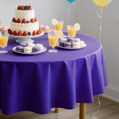 4 Pieces Purple Series Round Tablecloth, 84″ Solid Color Waterproof & Spillproof