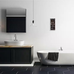 7 In. X 17 In. «Bathroom Rules Chocolate White» by Taylor Greene Printed Wood Wa