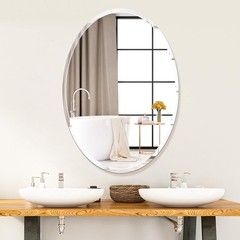 USHOWER 24x36Inch Oval Wall Mirror Bathroom Vanity Mirror Frameless Beveled Edge