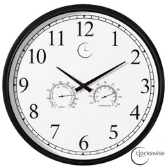 18 In. Large Outdoor Wall Clock Thermometer Combo, Waterproof Hygrometer Silent