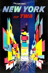 TWA Times Square NYC 1960s Vintage Style Travel Poster – 16×24