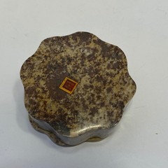 Unbranded Soapstone Trinket Box Small Tan Excellent Floral Inlay India