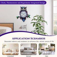 Large Outdoor Wall Clock with Thermometer Humidity Silent No-Ticking
