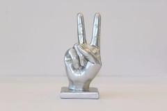 Peace Sign hand symbol sculpture Gold