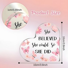 She Believed She Could So She Did Heart Plaque Women’s Empowerment Gift Decor