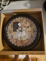 Fat Chef Black Frame Wall Clock 2 NIB!