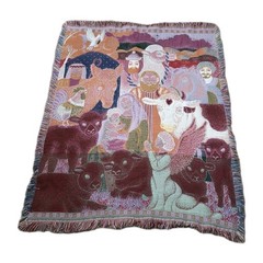 Nativity Wall Tapestry Throw Blanket Baby Jesus Mary Joseph Holy Family 46 X 60