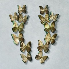 Gold Butterfly Indoor Outdoor Stainless Steel Metal Wall Art Set of 2