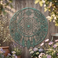 Metal Dreamcatcher Wall Art, Large Round Garden Decor