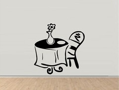 Café Table with Chair Vinyl Decal Home Décor 20″ x 20″