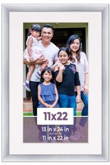 11×22 Frame Silver With White Picture Mat For 11×22 Photo – Silver 13×24 Frame T