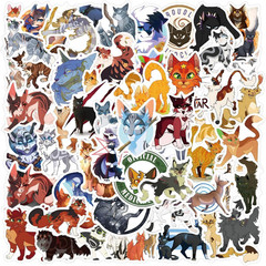 60PCS Warrior Cats Stickers for Kids Adults Cute Cats Stickers Pack Vinyl Water