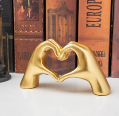 Small Heart Hands Sculpture Decor for Living Room Bedroom Bookshelf (Gold)